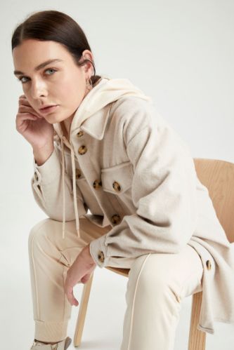 Oversize Fit Gömlek Yaka Oduncu Gömlek Ceket