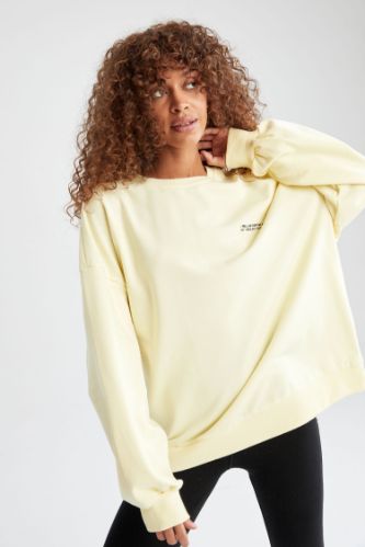 Baskılı Bisiklet Yaka Regular Fit Sweatshirt