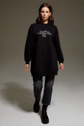 Relax Fit Baskılı Sweat Tunik