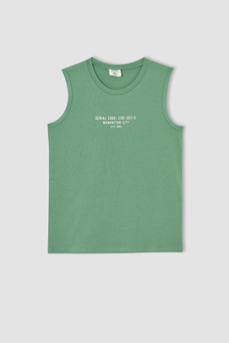 Erkek Çocuk Relax Fit Slogan Baskılı Atlet