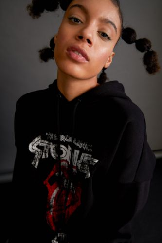 Oversize Fit Rolling Stones Lisanslı Kapüşonlu Sweatshirt