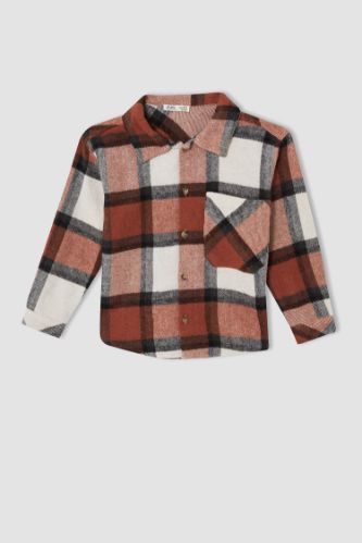 Erkek Çocuk Regular Fit Kare Desenli Uzun Kollu Flanel Oduncu Gömlek