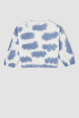 Kız Çocuk Relax Fit Batik Desenli Sweatshirt