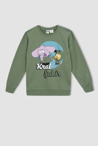 Erkek Çocuk Kral Şakir Lisanslı Relax Fit Bisiklet Yaka Sweatshirt