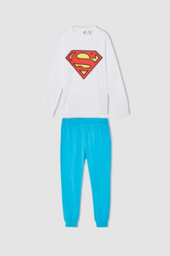 Erkek Çocuk Süperman Lisanslı Uzun Kollu Pijama Takımı