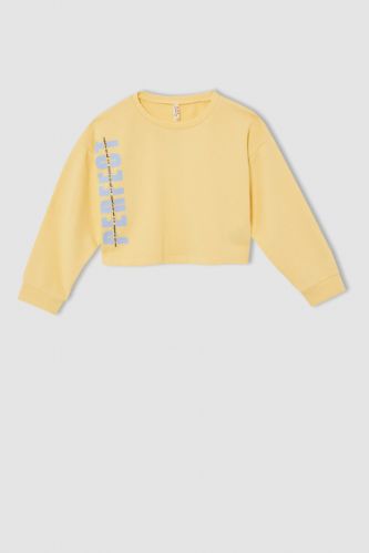 Kız Çocuk Regular Fit Bisiklet Yaka Baskılı Sweatshirt