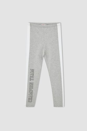 Kız Çocuk Slim Fit Baskılı Uzun Tayt