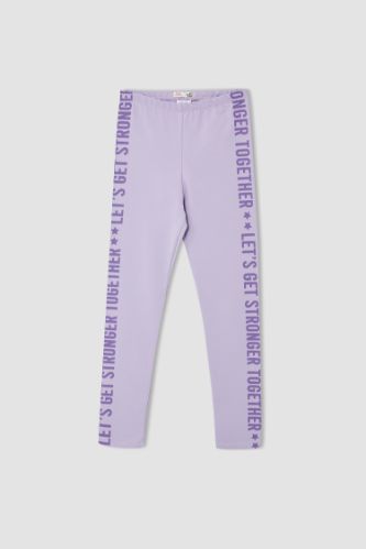 Kız Çocuk Slim Fit Baskılı Uzun Tayt