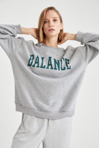 Slogan Baskılı Relax Fit Sweatshirt