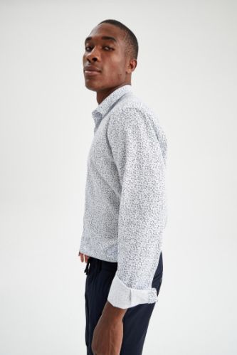 Modern Fit Desenli Klasik Uzun Kollu Gömlek