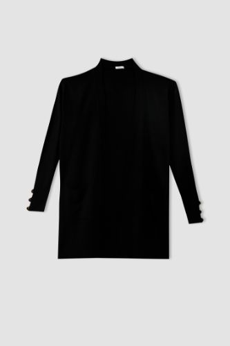 Balıkçı Yaka Oversize Fit Düğmeli Büyük Beden Triko Kazak