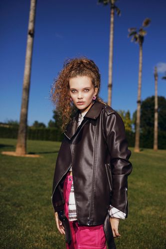 Oversize Fit Faux Leather Faux Leather Jacket
