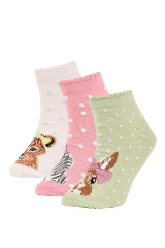Girls' Cotton 3 Pack Short Socks