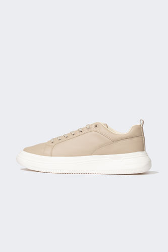 Man Faux Leather High Sole Sneaker