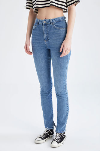 Slim Fit Jeans mit hohem Bund