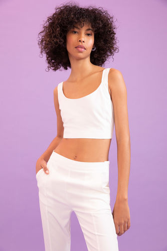Fitted V Neck Crop Top