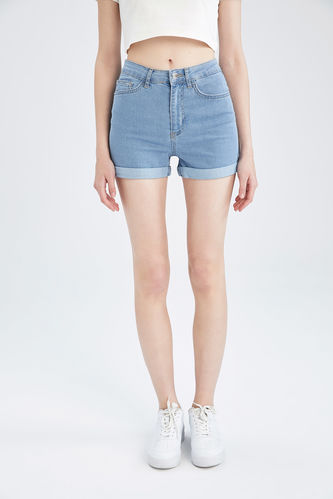 Regular Waist Folded Jean Shorts