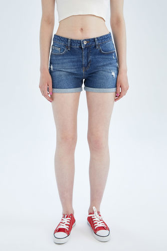 Basic Distressed Mini Jean Short
