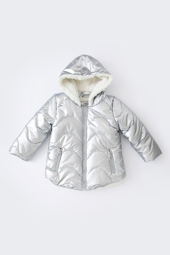 Girl Waterproof Hooded Plush Lining Puffer Jacket