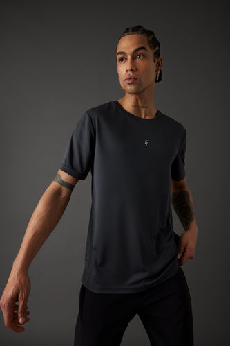DeFactoFit Slim Fit Crew Neck Printed Sports T-Shirt