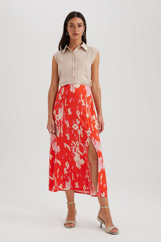 A Cut Flower Normal Waist Midi Skirt