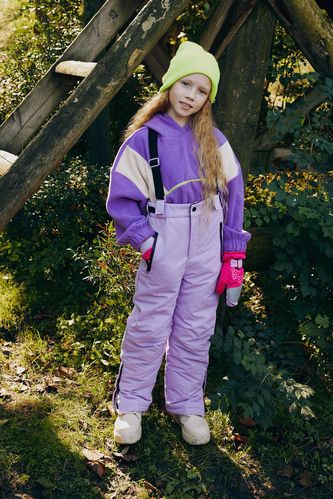 Kız Çocuk Su Geçirmez Polar Astarlı Askılı Kayak Pantolonu