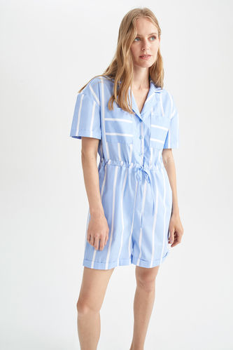 Short Sleeve Striped Dungarees