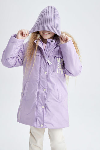 Girl Hooded Fleece Lined Puffer Jacket