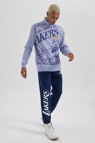 Regular Fit NBA Los Angeles Lakers Licensed Thick Sweatshirt Fabric Jogger