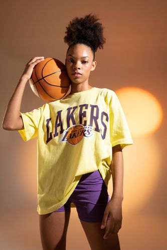 NBA Los Angeles Lakers Лицензиялық с мойын Қысқа жеңді футболка