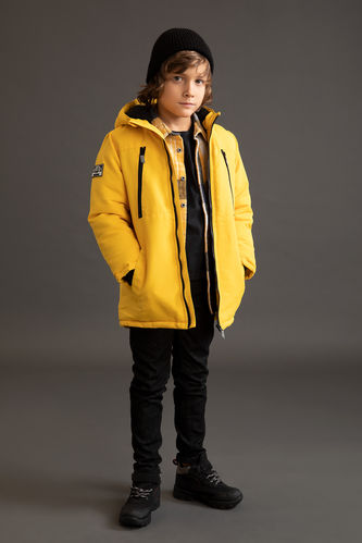 Boy Plush Lined Hooded Puffer Jacket