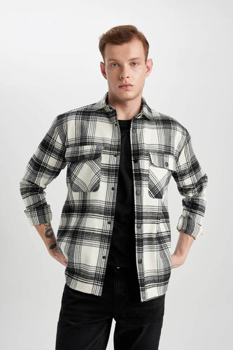 Relax Fit Checked Cotton Long Sleeve Shirt