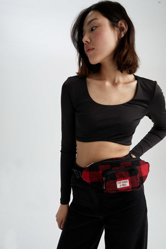 Women Square Patterned Coin and Waist Bag