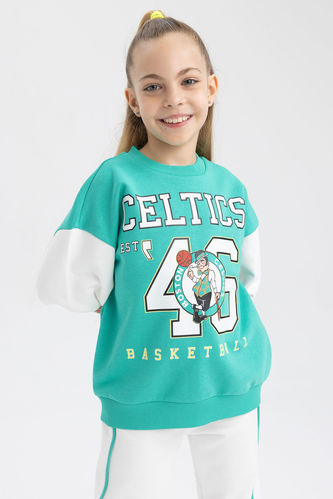 Kız Çocuk NBA Boston Celtics Relax Fit Bisiklet Yaka Sweatshirt