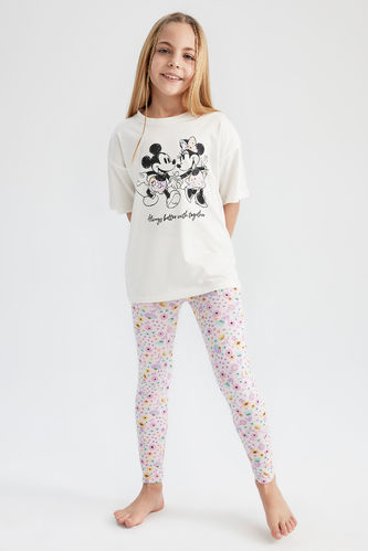 Kız Çocuk Disney Mickey & Minnie Kısa Kollu Pijama Takımı