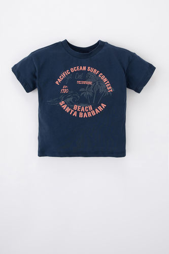 Erkek Bebek Palmiye Desenli Kısa Kollu Tişört