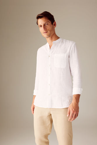 Modern Fit Dog Collar Cotton Long Sleeve Shirt