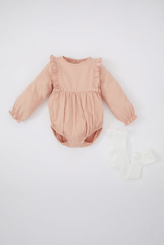 Baby Girl Newborn Long Sleeve Crinkle Fabric 2-Pack Set