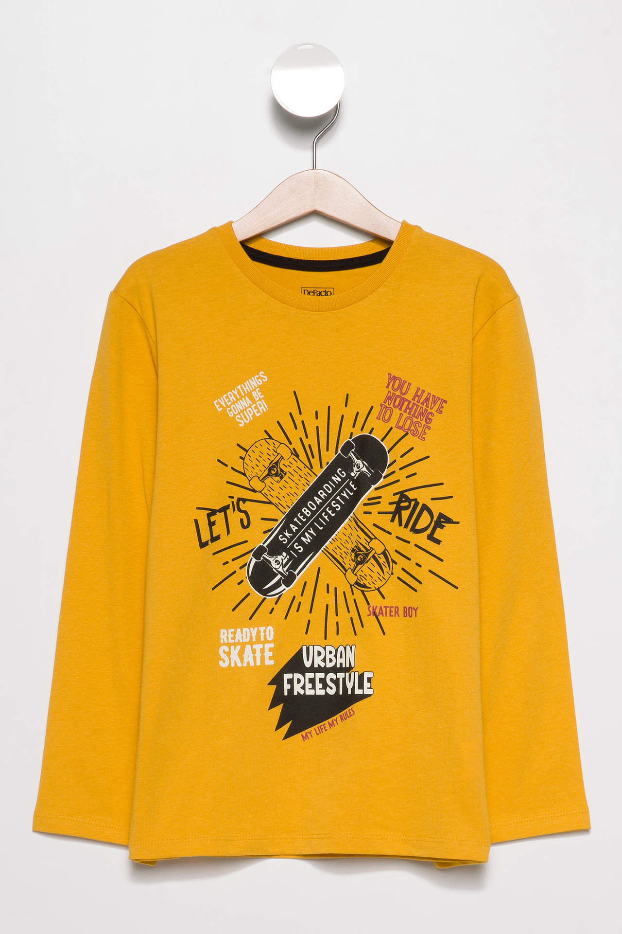 DeFacto Erkek Çocuk Renk Değiştiren Baskılı Sweatshirt Sarı male