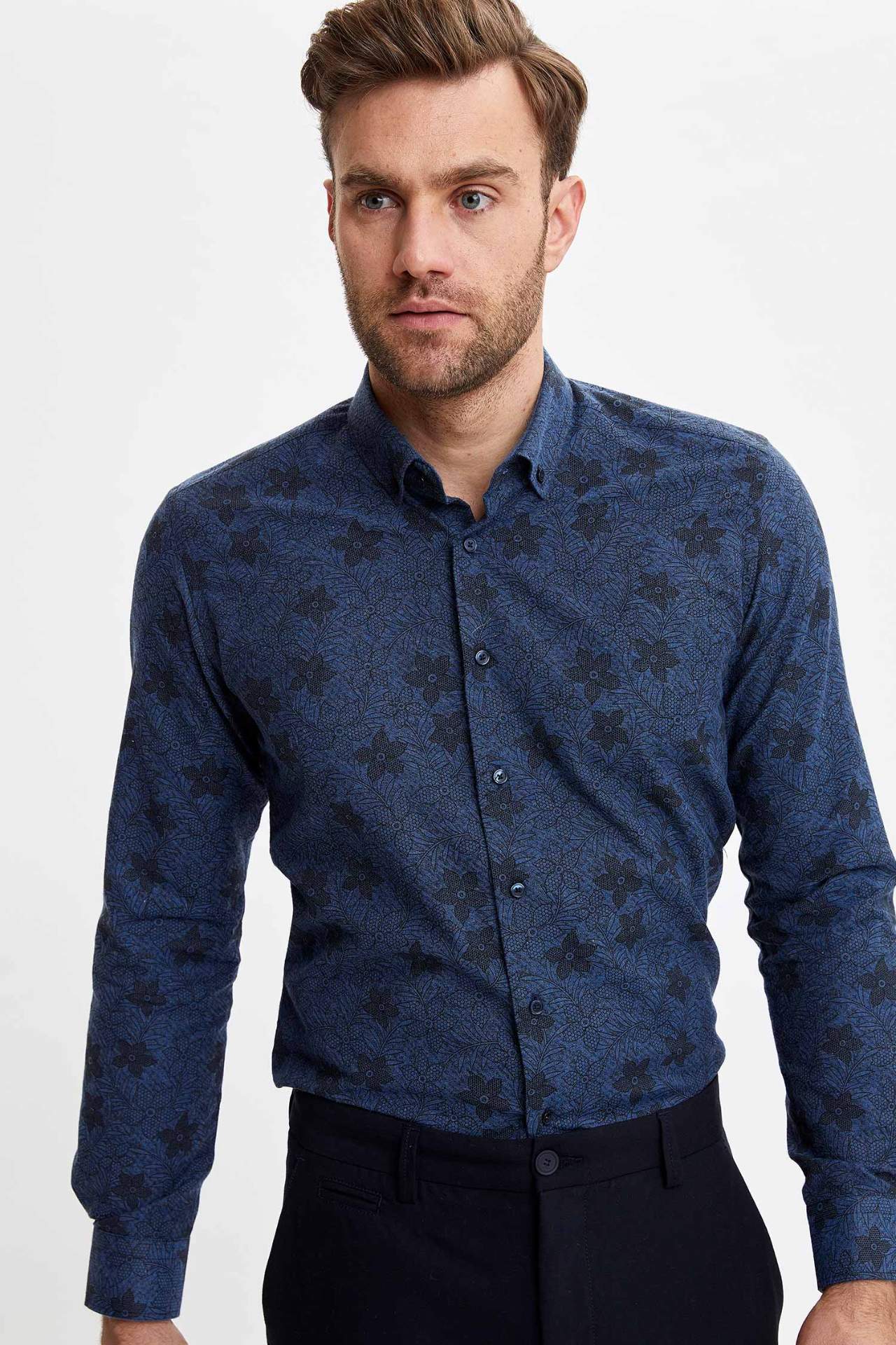 mens smart blue shirt