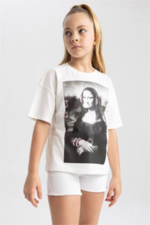 Kız Çocuk Mona Lisa Relax Fit Kısa Kollu Tişört