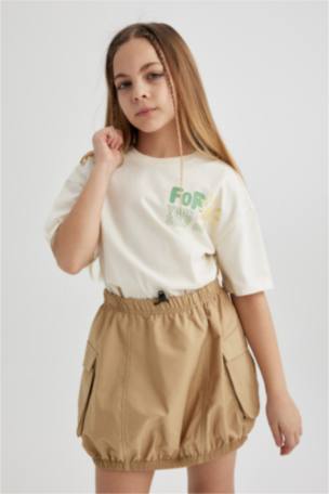 Kız Çocuk Relax Fit Baskılı Kısa Kollu Tişört