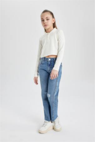 Kız Çocuk Ribana Uzun Kollu Polo Tişört