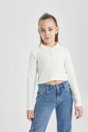 Kız Çocuk Ribana Uzun Kollu Polo Tişört