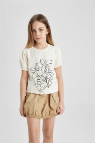 Kız Çocuk Baskılı Kısa Kollu Tişört