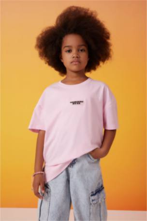 Kız Çocuk Oversize Fit Kısa Kollu Tişört