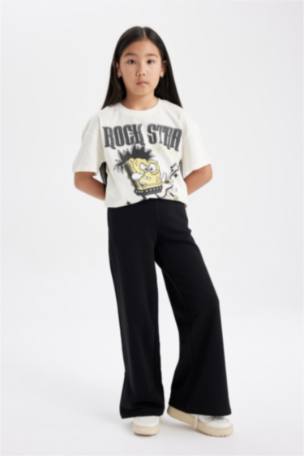 Kız Çocuk SpongeBob Oversize Fit Kısa Kollu Tişört