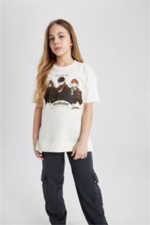 Kız Çocuk Harry Potter Oversize Fit Kısa Kollu Tişört