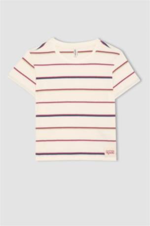 Kız Çocuk Bisiklet Yaka Kısa Kollu Tişört