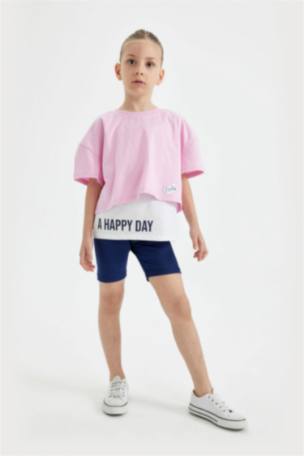 Kız Çocuk Oversize Fit Kısa Kollu Tişört